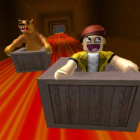 Slide in a box down a slide